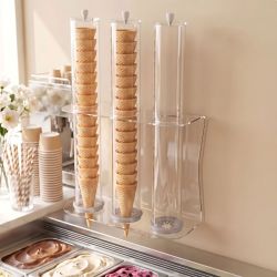 Porta Coni Gelato a 3 file da Parete per Gelateria e Bar