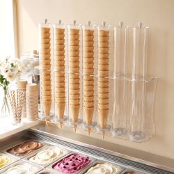 Porta Coni Gelato a 7 File da Parete per Gelateria e Bar