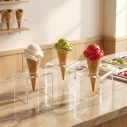 Porta Cono Gelato da Banco in Plexiglass Trasparente