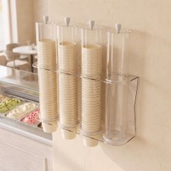 Porta Coppette a 4 File da Parete per Gelateria e Bar