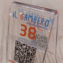 Segnaposto da tavolo Termopiegato con Stampa Diretta in Speculare con Bianco Selettivo – QR Code