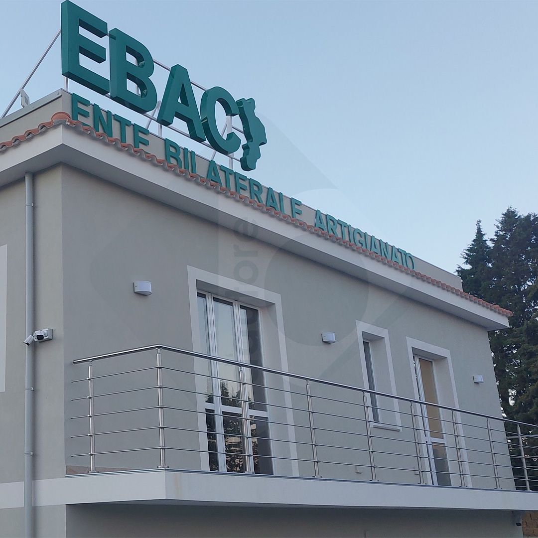 EBAC Insegna luminosa a Lettere Scatolate in Plexiglass verde con Segnaletica in Plexiglas e Alluminio