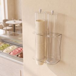 Porta Coppette a 2 File da Parete per Gelateria e Bar
