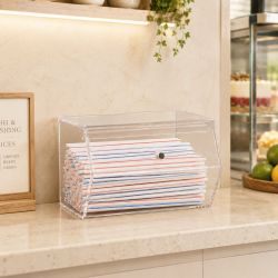 Porta Cannucce in Plexiglass Trasparente con Sportello