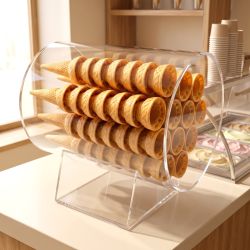Porta Coni Gelato Circolare 96 posti da Banco in Plexiglass Trasparente