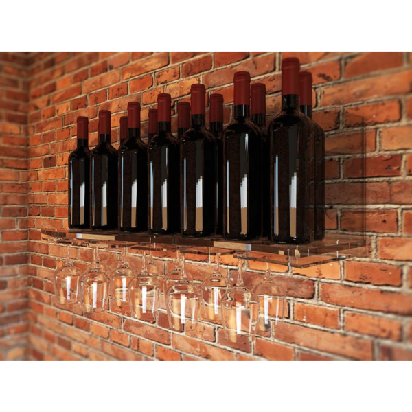portabottiglie e porta calici trasparente da parete modello sangiovese