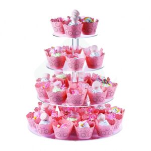 alzata cupcake con tubo centrale a 4 piani