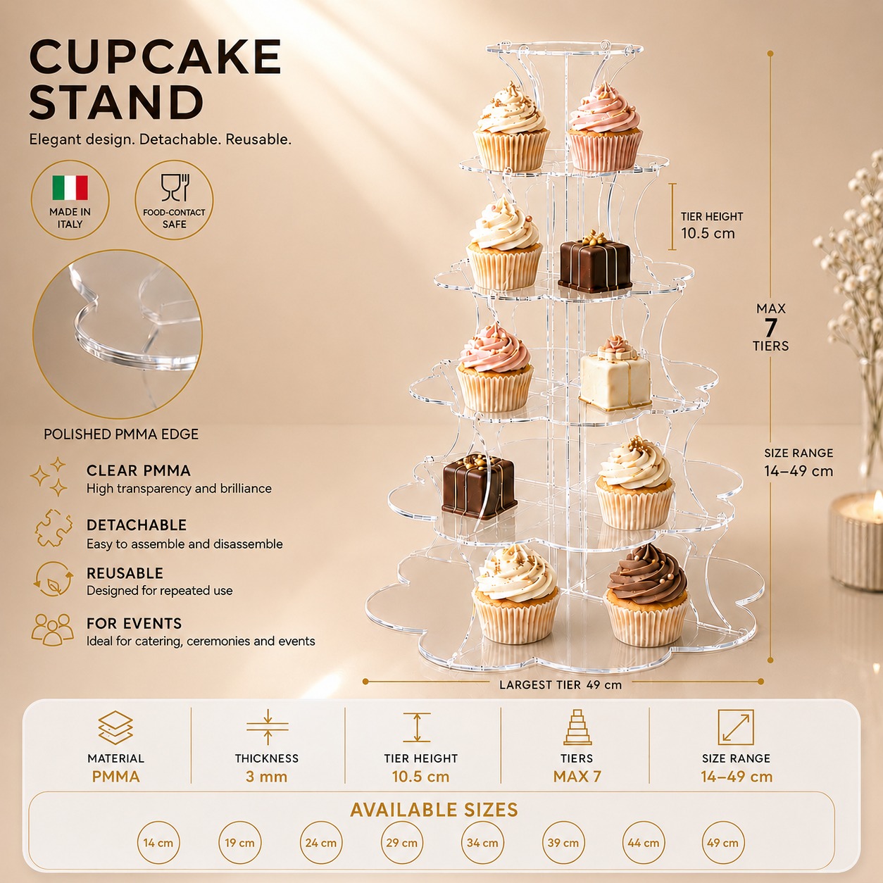Porta Caramelle Circolare ø 16 10 infografica alzata fiore 1