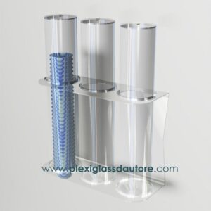 porta coppette a 3 file da parete plexiglass d autore