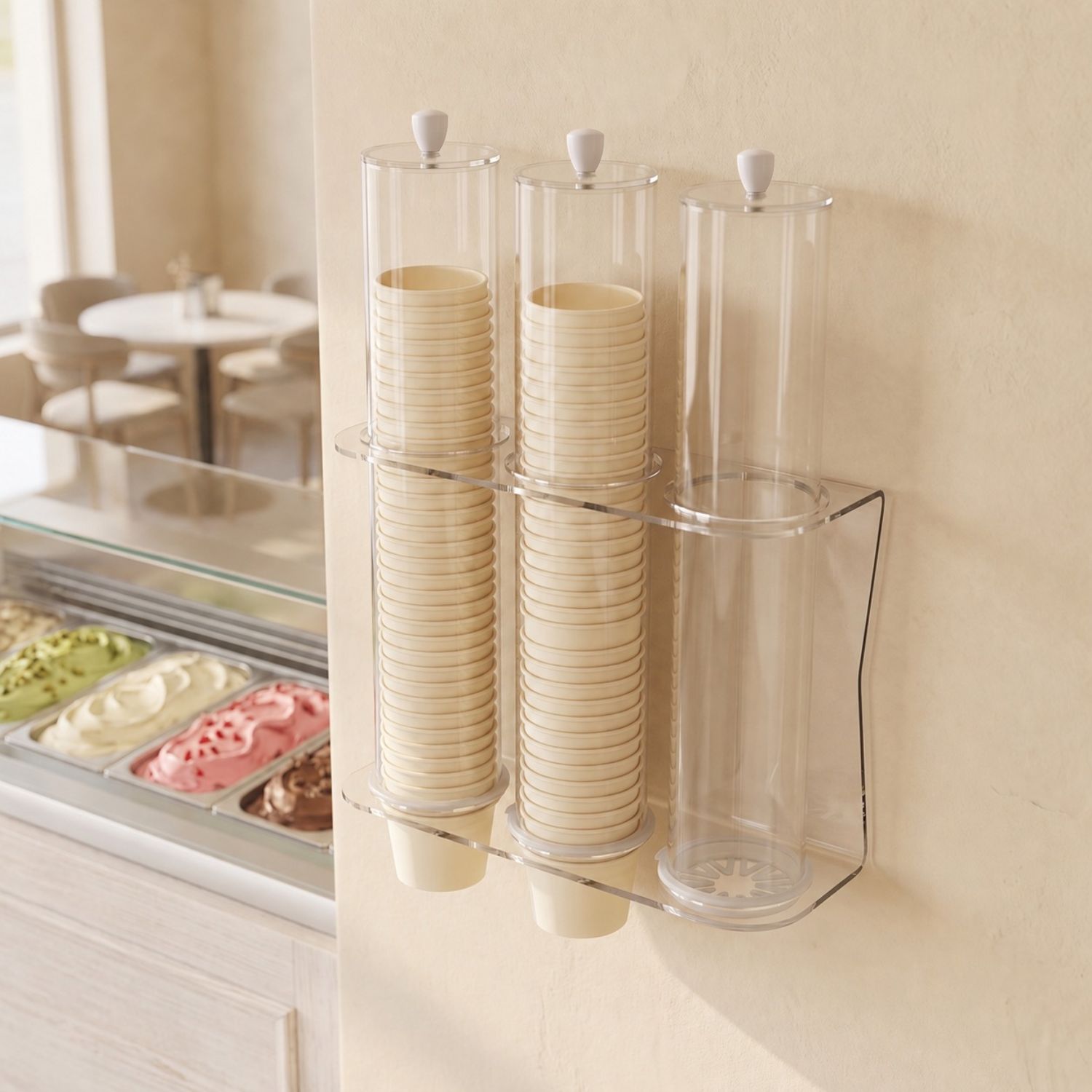 porta-coppette-gelato-da-parete-plexiglass-dispenser-3-tubi-allestito-gelateria-plex-dautore porta coppette gelato da parete plexiglass dispenser 3 tubi allestito gelateria plex dautore