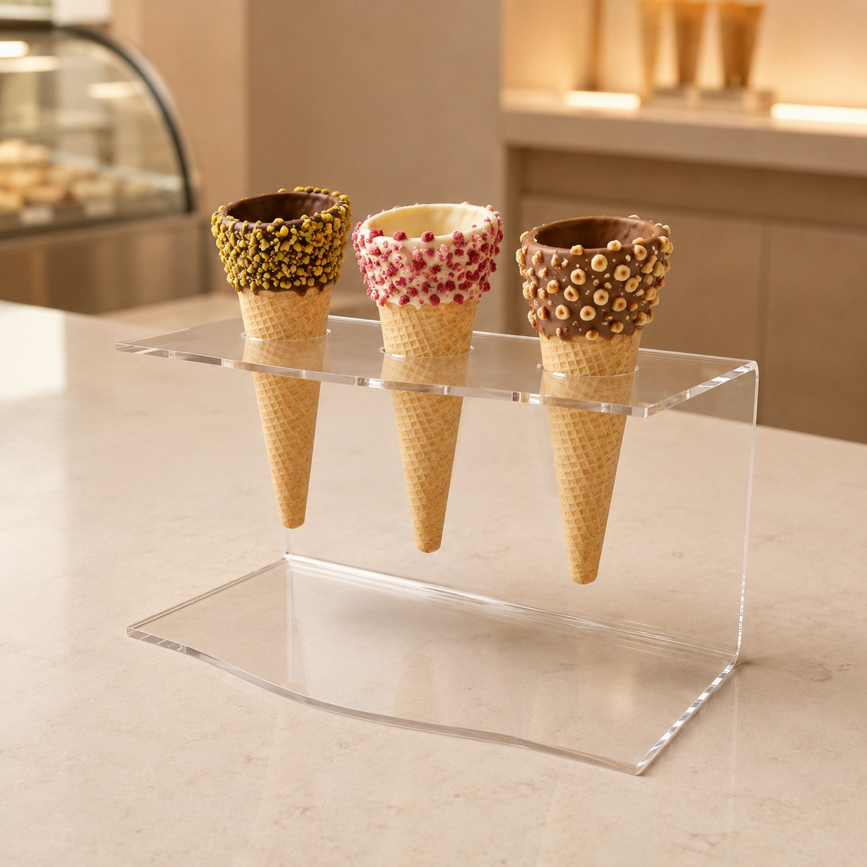 portaconi-da-banco-3-4-coni-plexiglass-3-coni-allestito-gelateria-plex-dautore portaconi da banco 3 4 coni plexiglass 3 coni allestito gelateria plex dautore