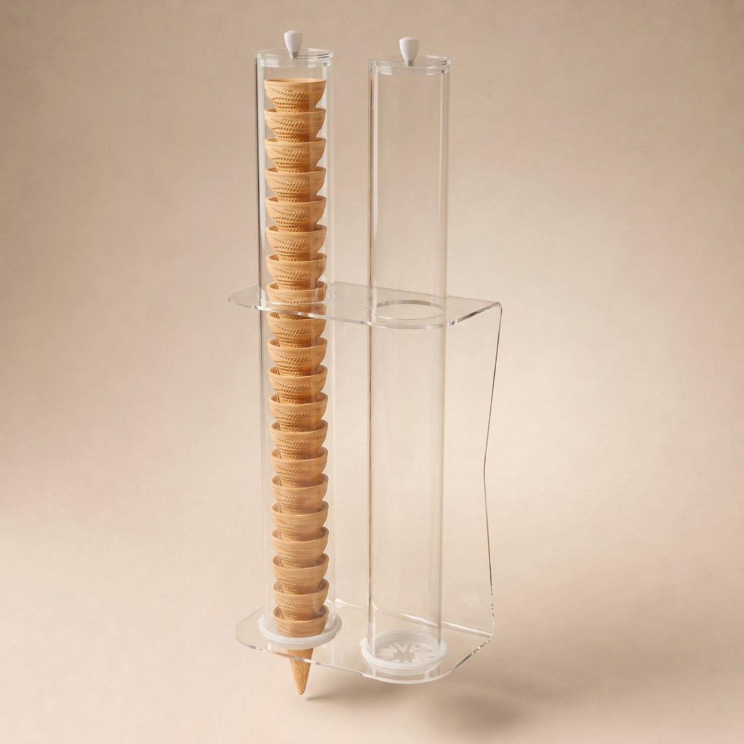 portaconi-gelato-da-parete-plexiglass-dispenser-2-tubi-vista-frontale-plex-dautore portaconi gelato da parete plexiglass dispenser 2 tubi vista frontale plex dautore
