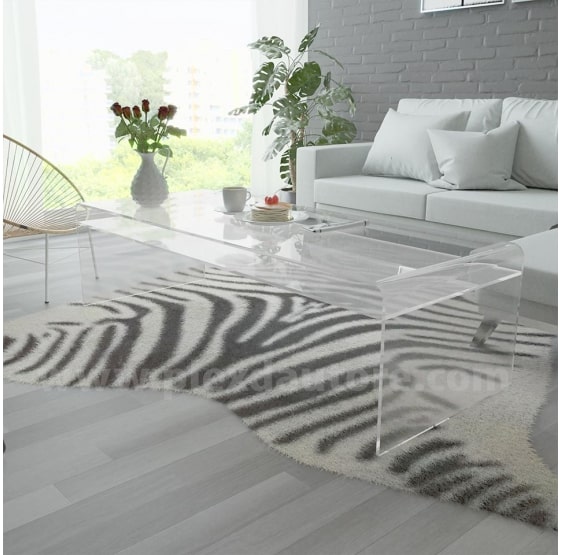 Tavolino In Acrilico Trasparente A Forma Di C – 30x30x65 Cm – Design Moderno, Portatile, Nessun Assemblaggio