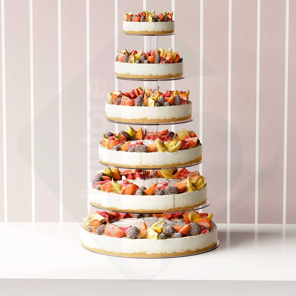 Alzata per torte con doppio tubo centrale. Alzata per torte con doppio tubo centrale